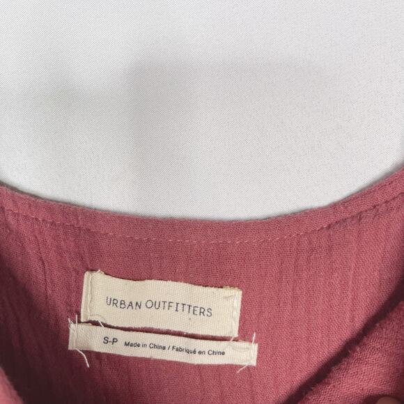 Urban Outfitters S Mauve Pink Gauze Button Front Tiered Ruffle Dress Square Neck - Picture 7 of 9